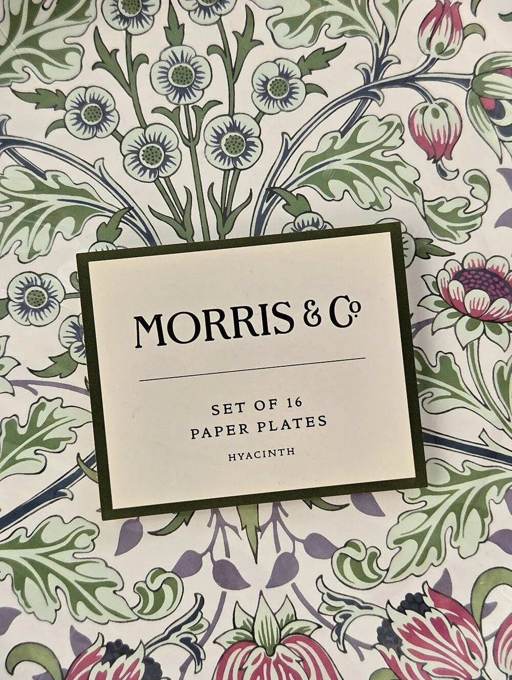 William Morris & Co Paper Plates Set of 16 HYACINTH Garden Floral